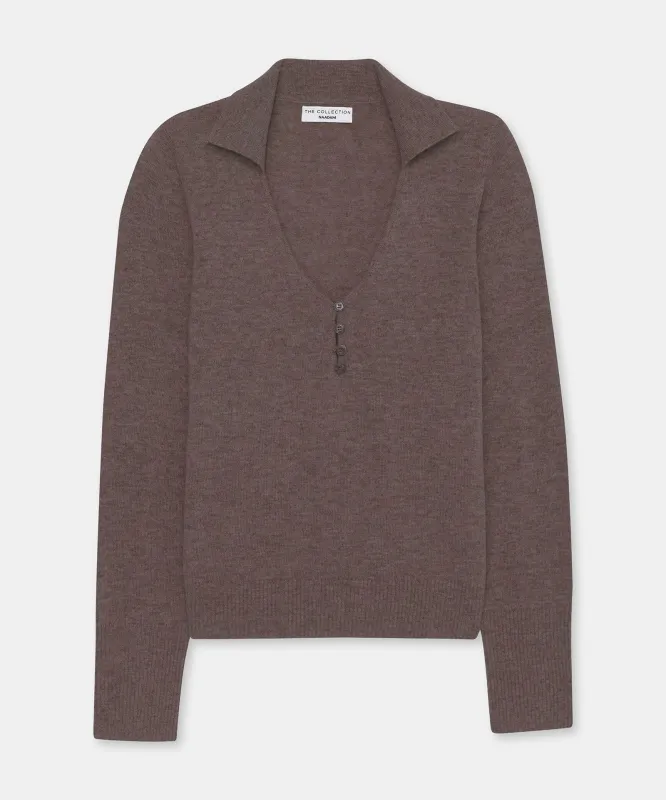 Cashmino Polo Sweater with Button Detail sold by NAADAM