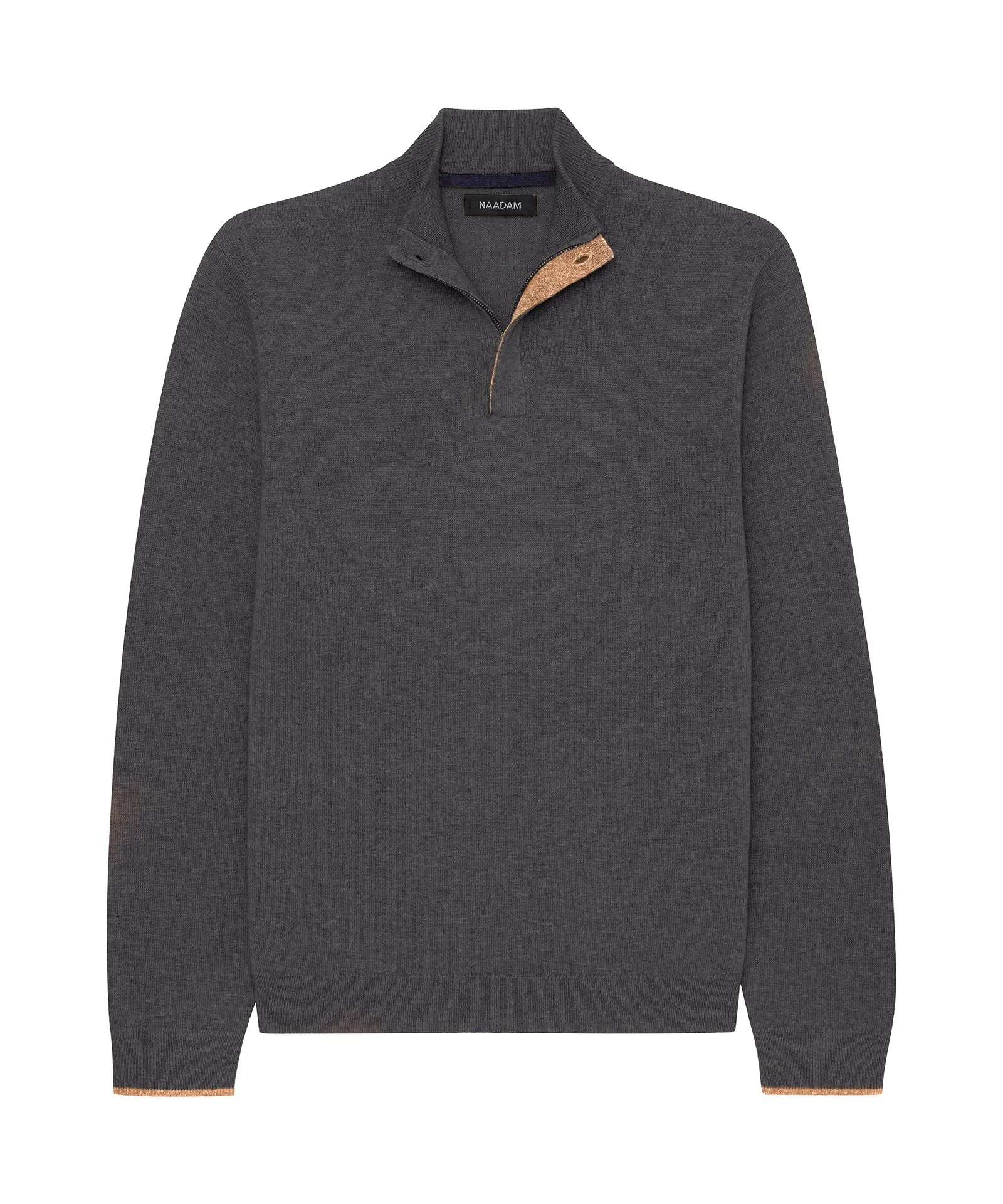 Cashmino Quarter Button Sweater with Contrast Trim sold by NAADAM product image thumbnail 5