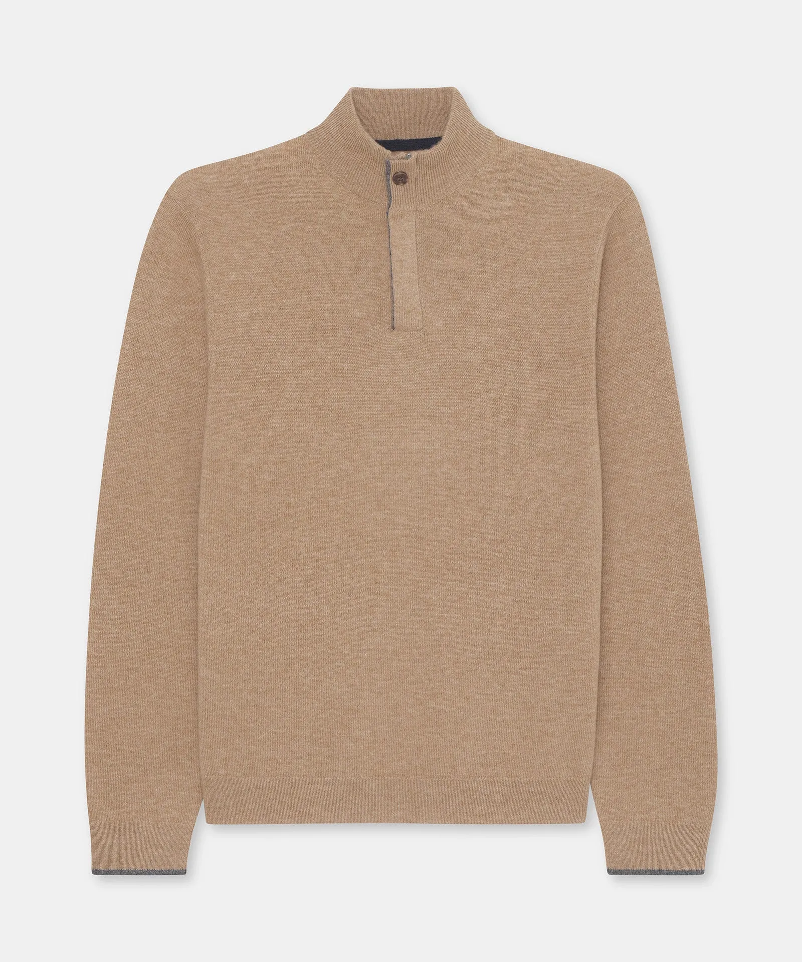 Cashmino Quarter Button Sweater with Contrast Trim sold by NAADAM product image thumbnail 3