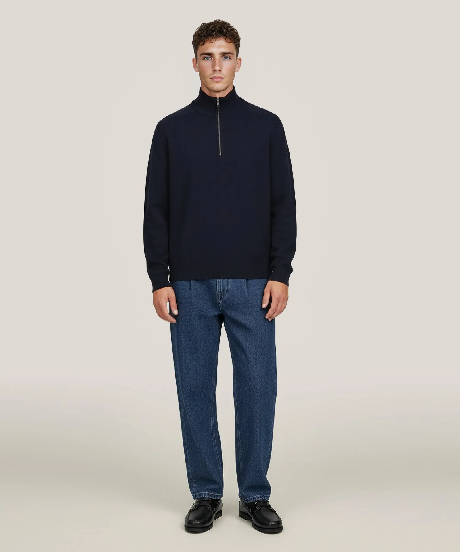 Cashmino Ribbed Quarter Zip Sweater sold by NAADAM product image thumbnail 3