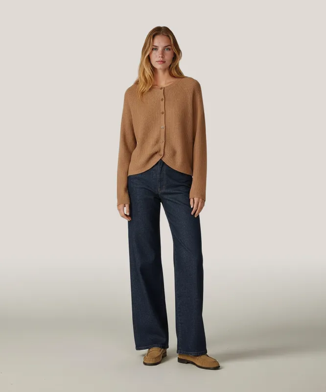 Cashmino Tulip Hem Cardigan sold by NAADAM