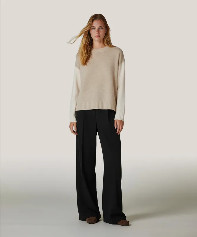 Luxe Cashmino Colorblock Crewneck Sweater sold by NAADAM