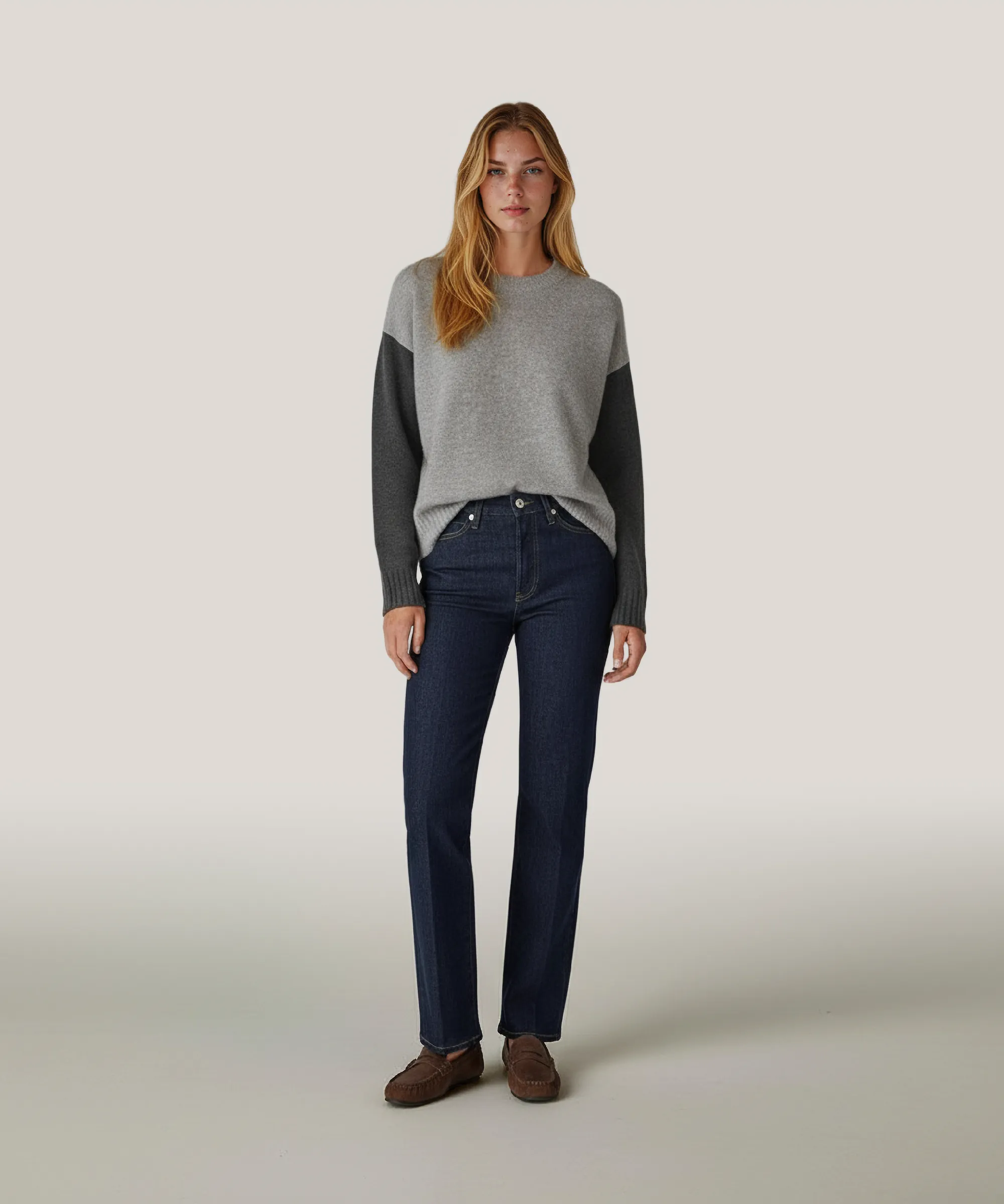 Luxe Cashmino Colorblock Crewneck Sweater sold by NAADAM product image thumbnail 2