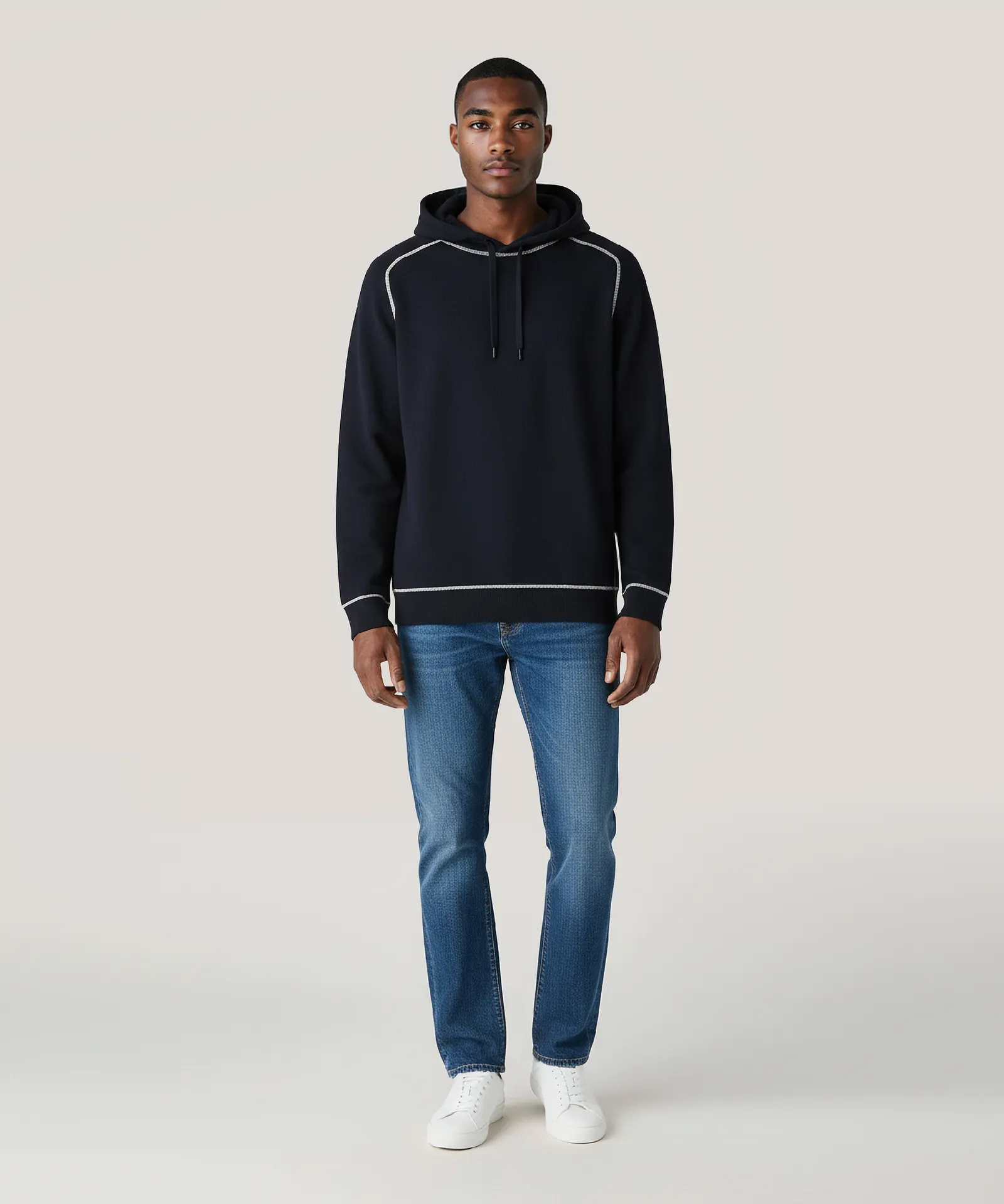 Cashmino Hoodie with Contrast Trim sold by NAADAM