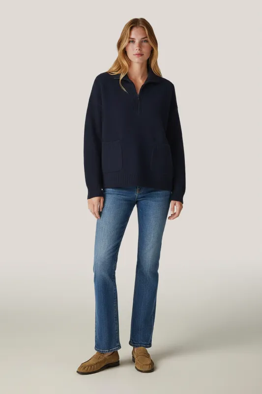 Cashmino Quarter Zip Sweater With Pockets sold by NAADAM
