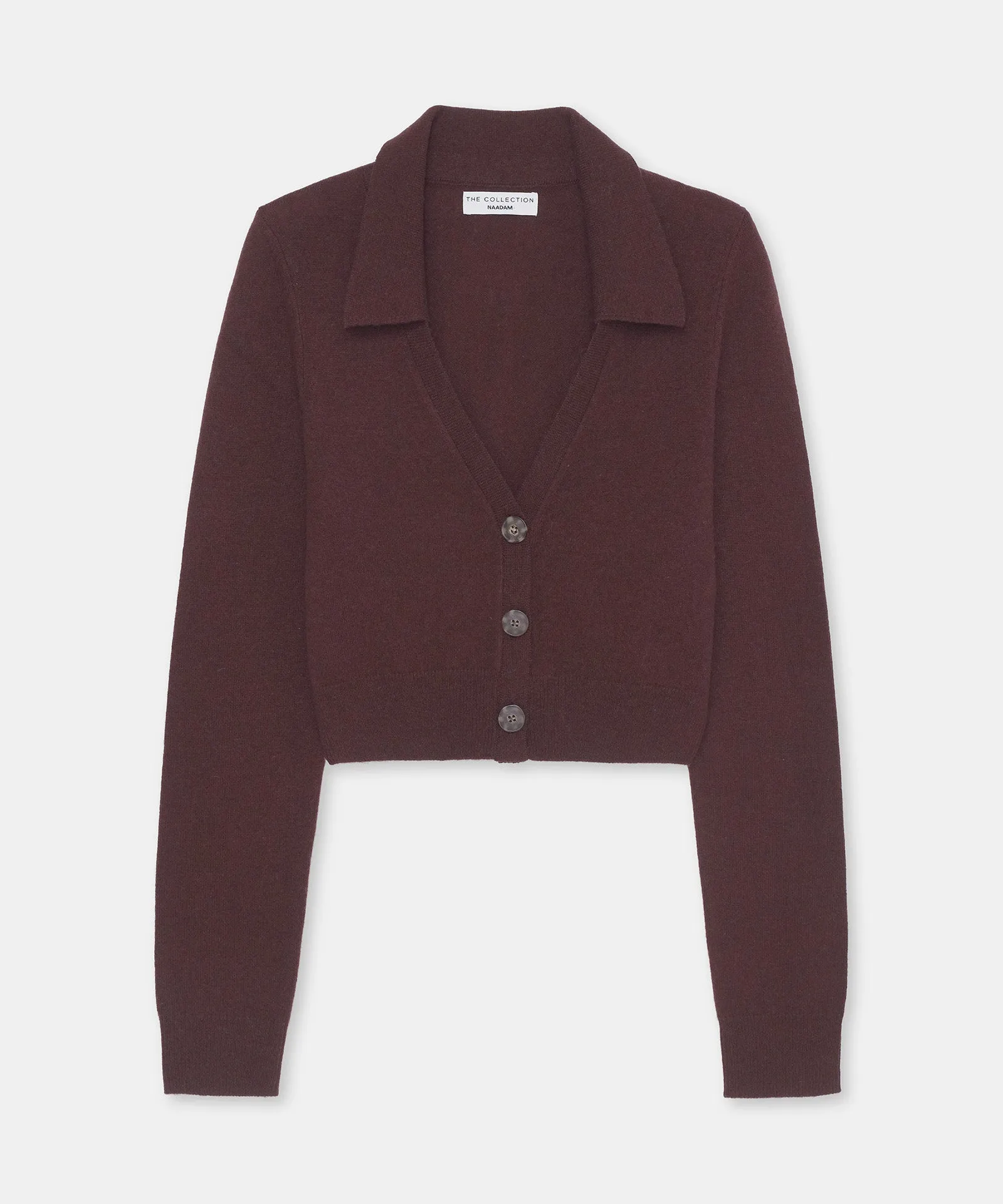 Cashmino Cropped Polo Cardigan sold by NAADAM