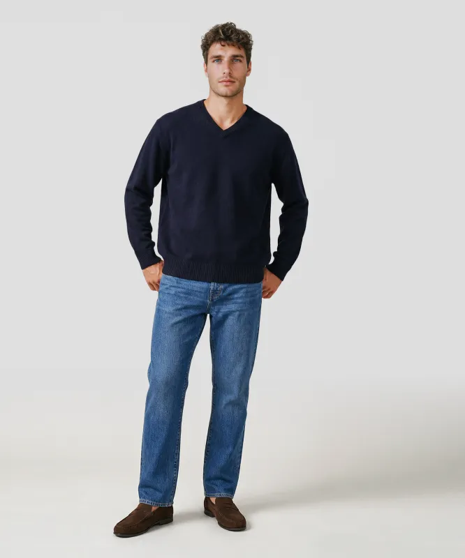 Cashmere V-Neck Sweater with Contrast Trim sold by NAADAM