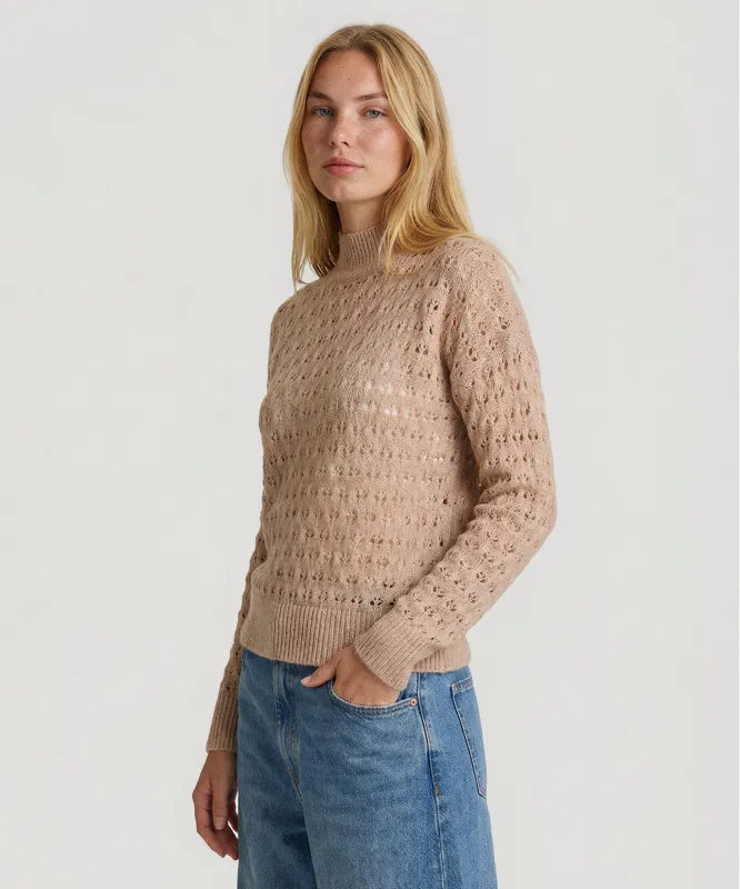 Lightweight Cashmere Pointelle Turtleneck Sweater made by NAADAM