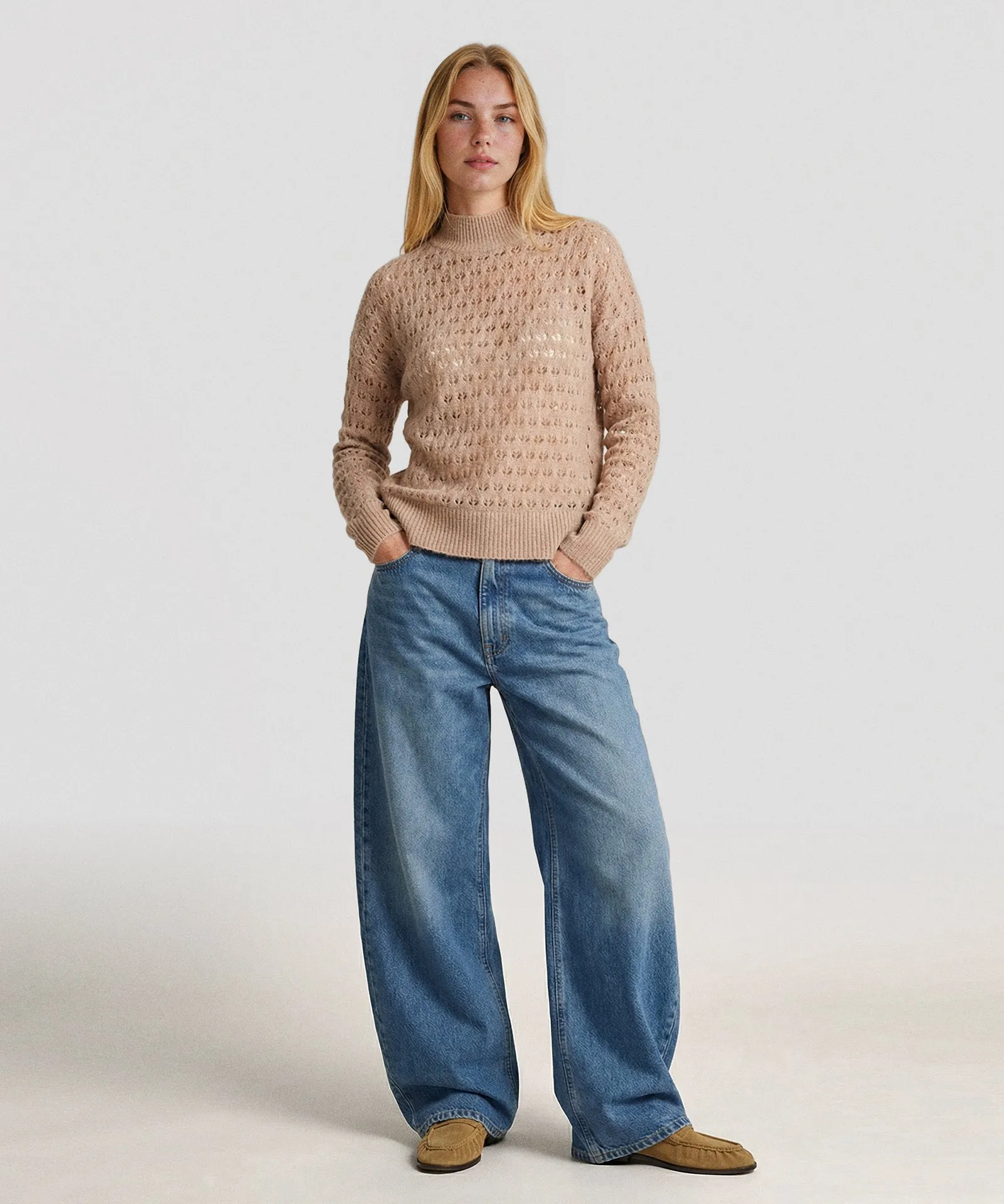 Lightweight Cashmere Pointelle Turtleneck Sweater sold by NAADAM product image thumbnail 2