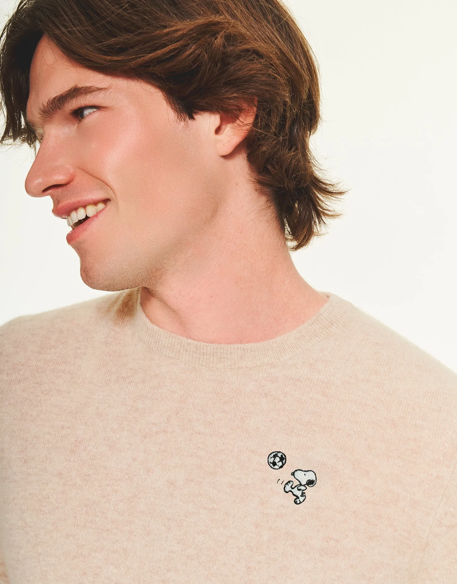 Men's Soccer Snoopy Cashmere Sweater sold by NAADAM