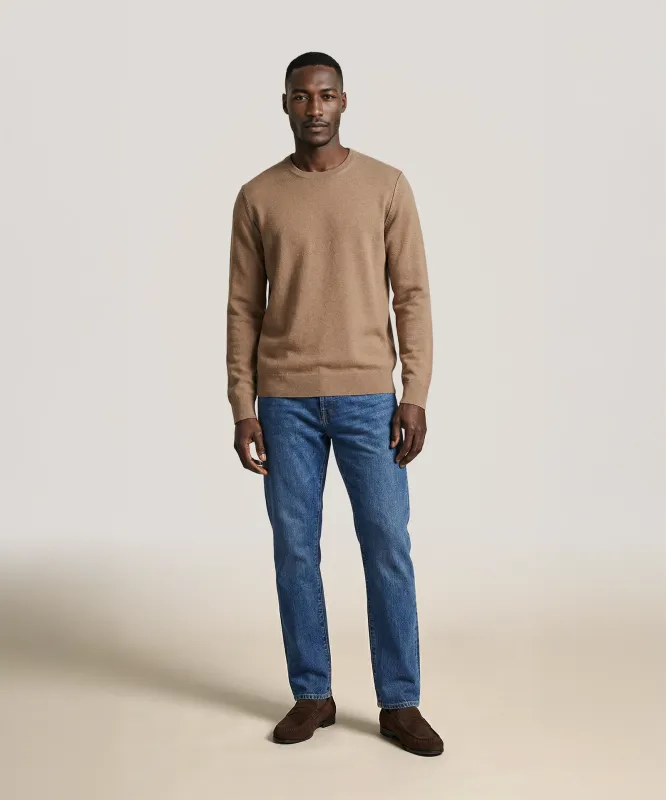 Cashmino Crewneck Sweater with Contrast Trim sold by NAADAM