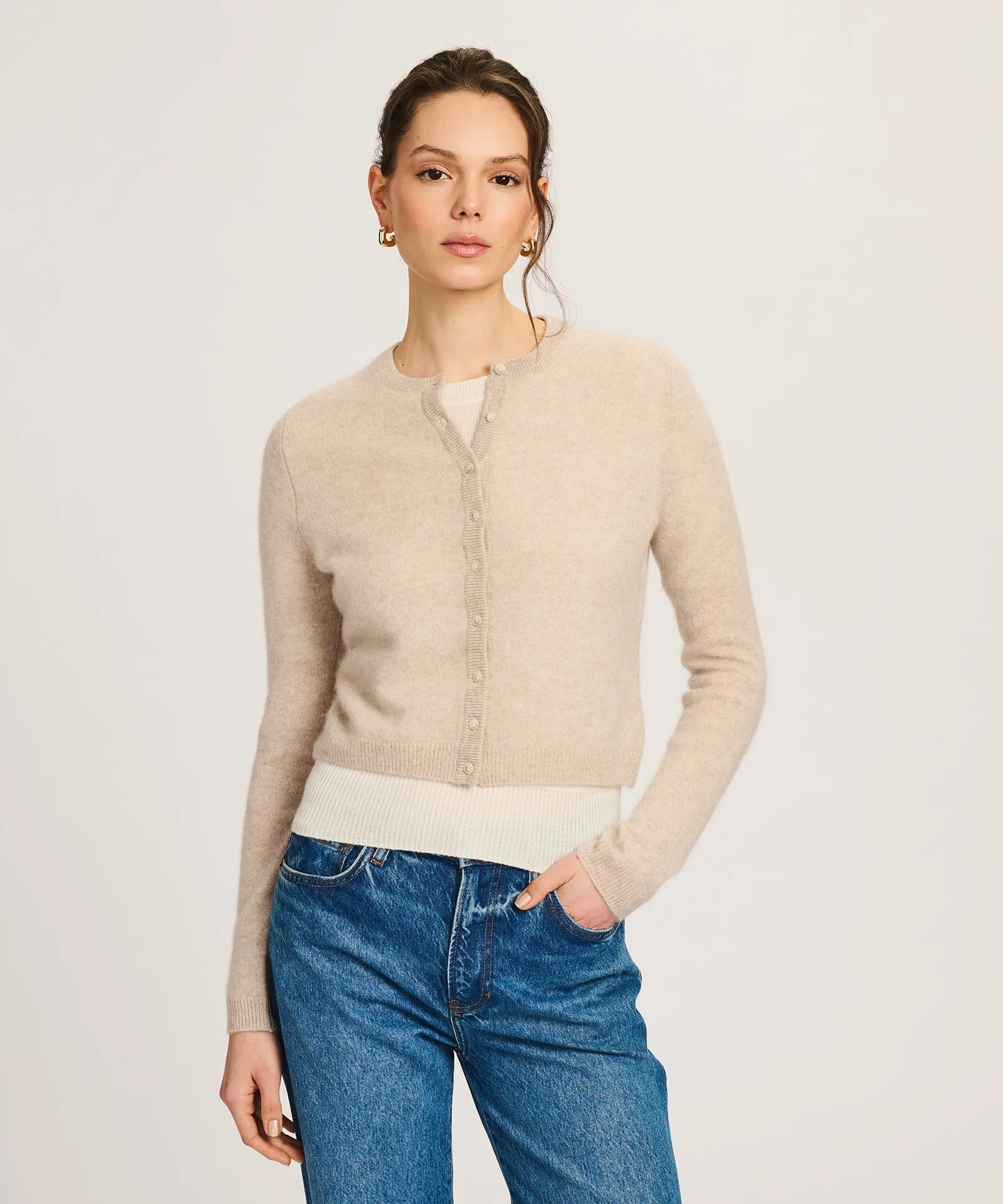 Lightweight Cashmere Cropped Cardigan sold by NAADAM