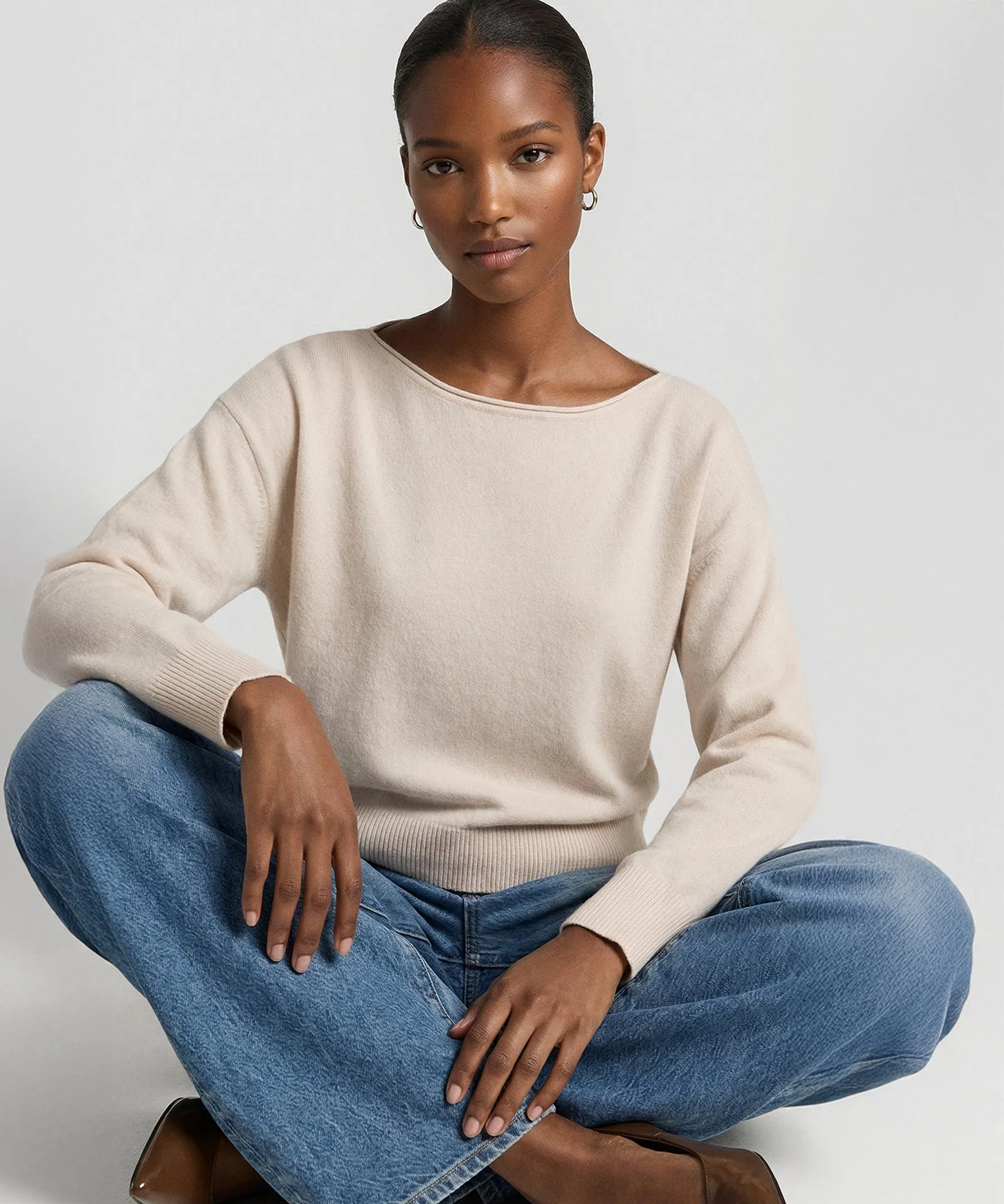 Basic Cashmere Boatneck Sweater sold by NAADAM