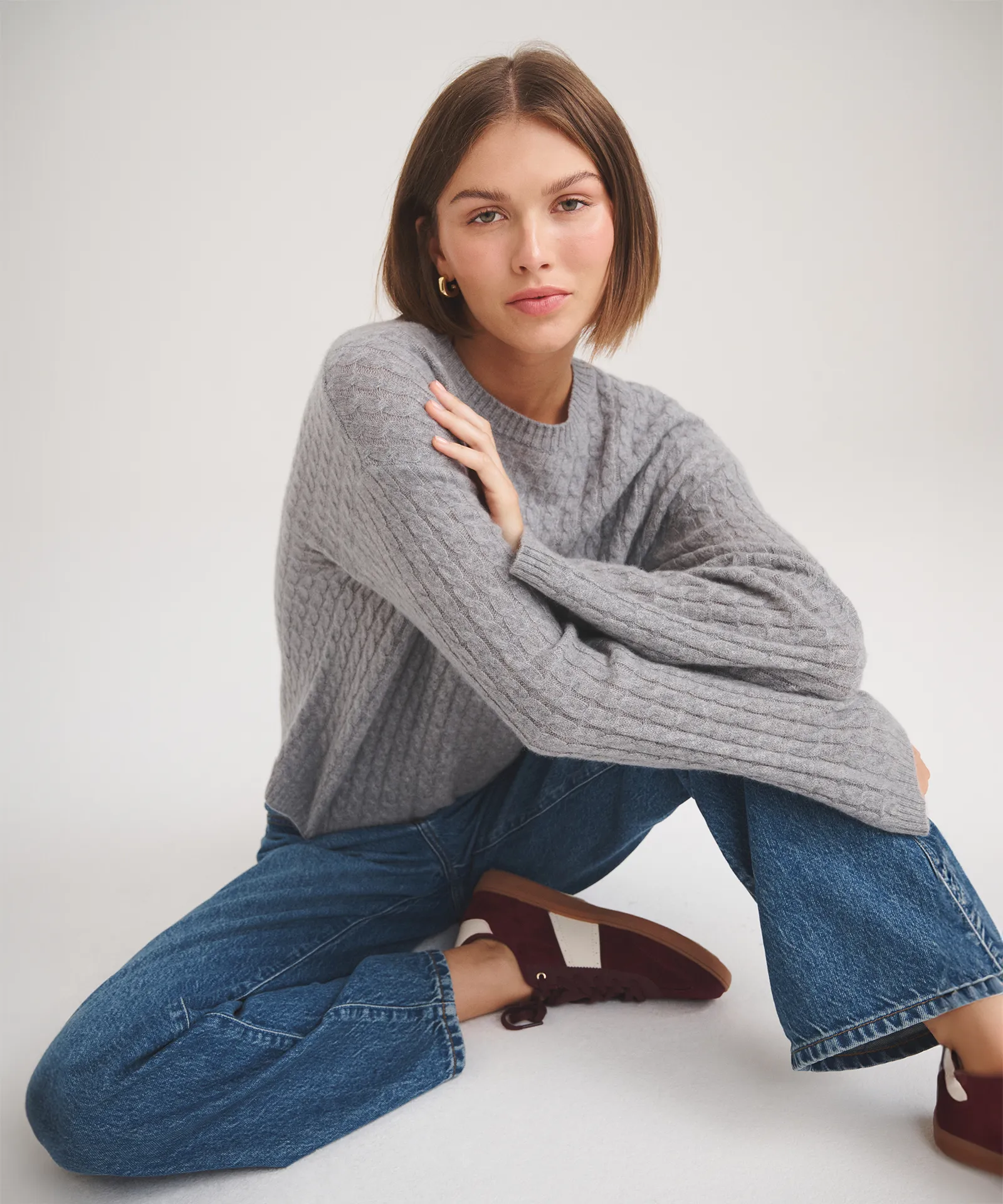Basic Cashmere Cable Knit Crewneck Sweater sold by NAADAM product image thumbnail 2