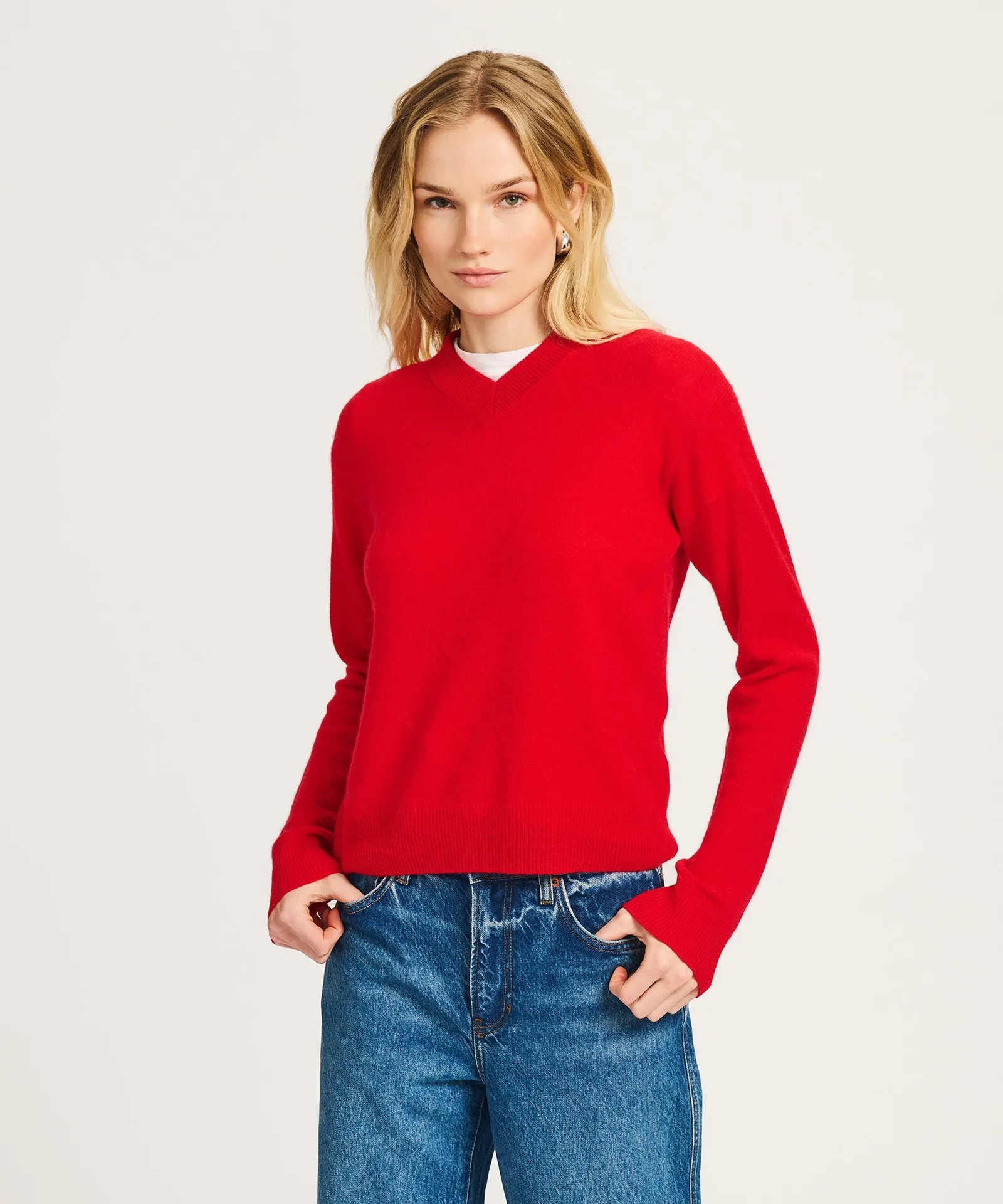 Lightweight Cashmere High V-Neck Sweater sold by NAADAM product image thumbnail 3