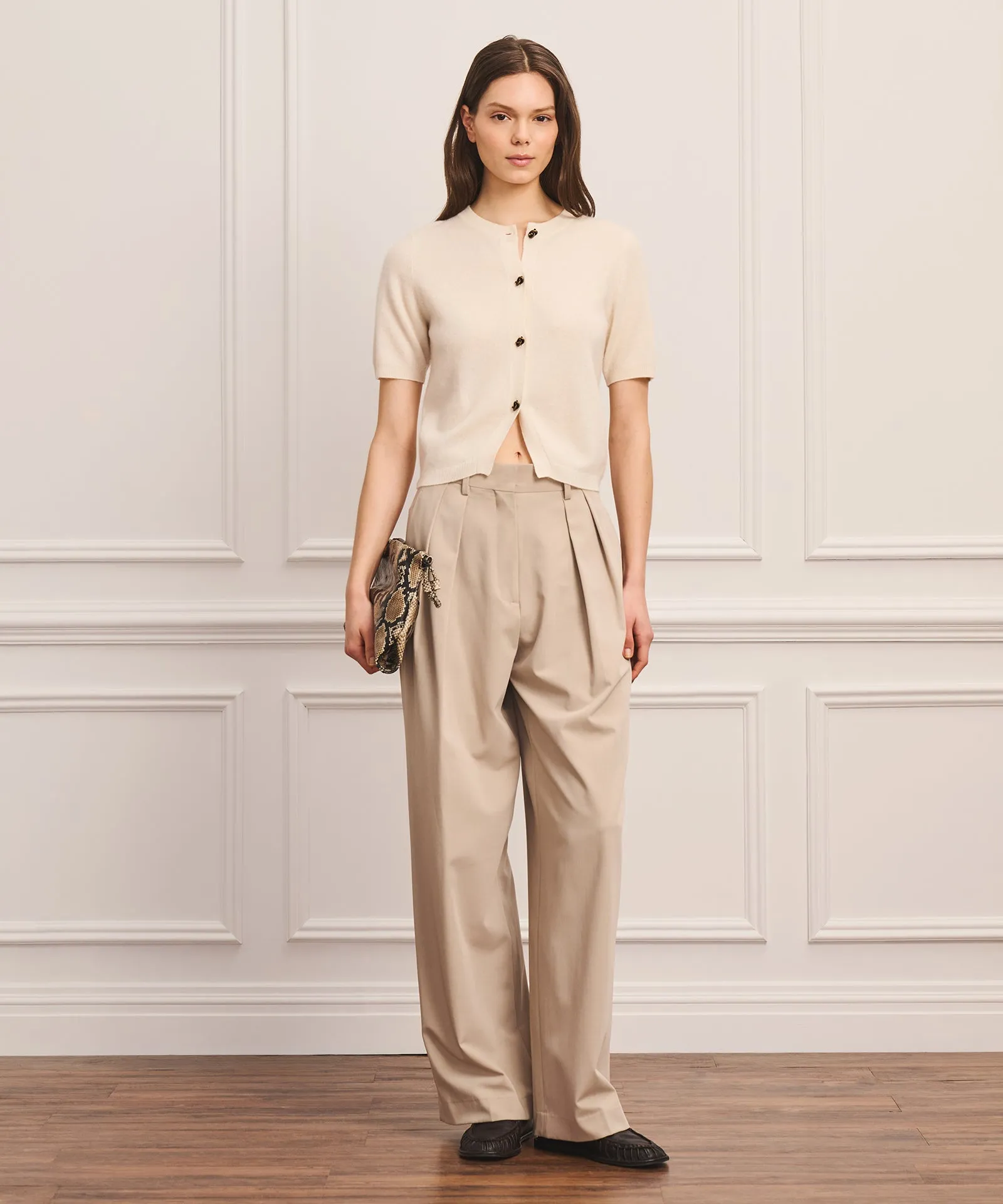 Cashmere Short Sleeve Sweater with Novelty Button sold by NAADAM product image thumbnail 2