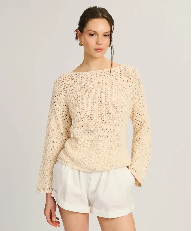 Cotton Open Stitch Boatneck Tunic made by NAADAM