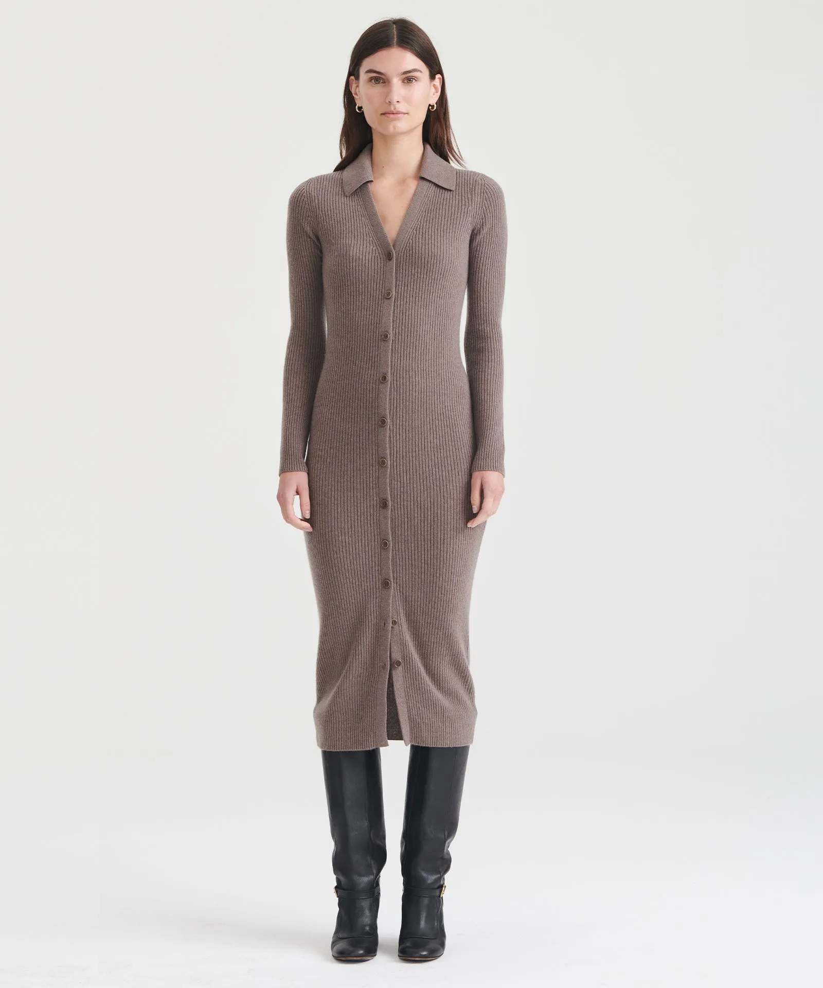 Signature Cashmere Ribbed Cardigan Dress sold by NAADAM