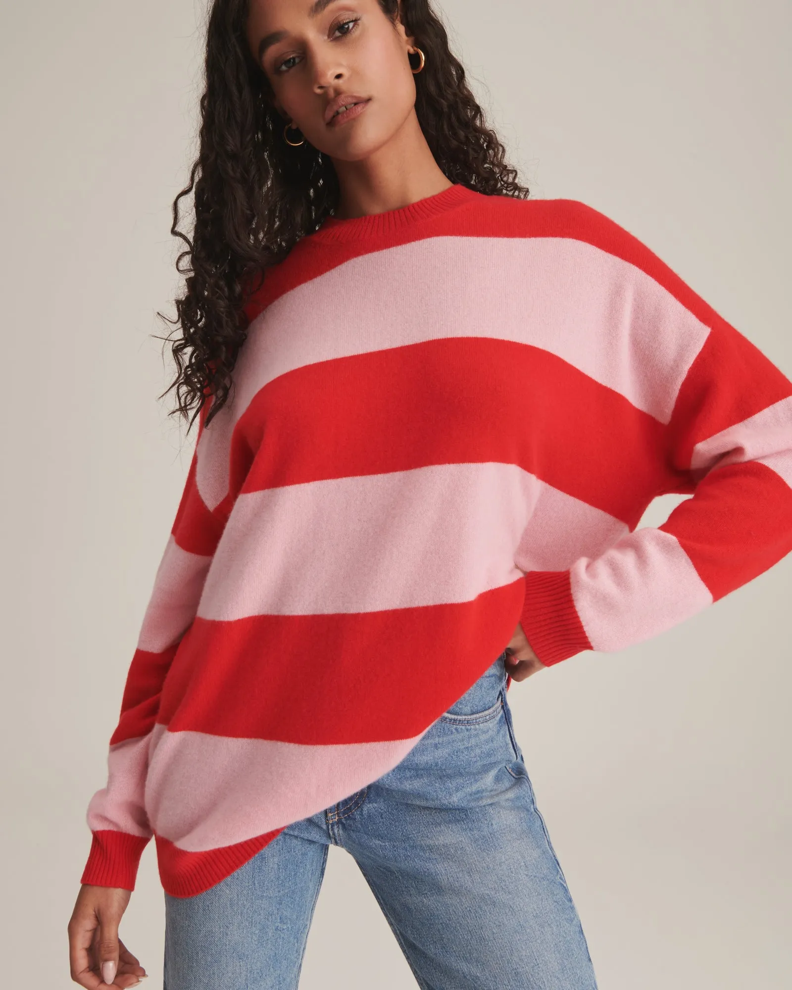 Cashmere Oversized Striped Crewneck Sweater sold by Naadam