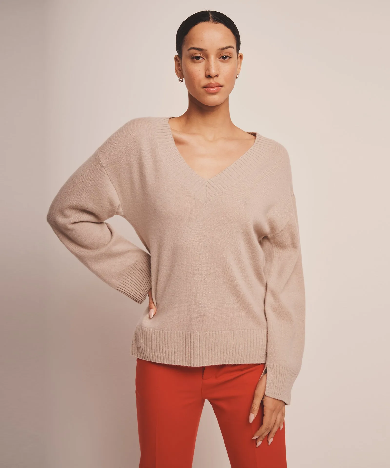 Signature Cashmere Wide Sleeve V-Neck Sweater sold by NAADAM product image thumbnail 2