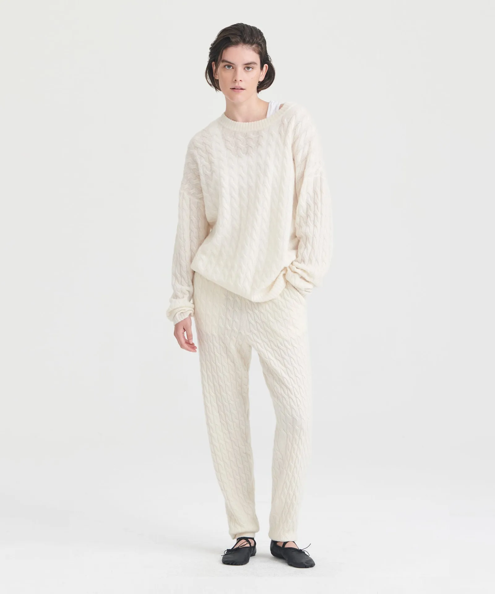 Lightweight Cashmere Cable Knit Oversized Crewneck sold by Naadam
