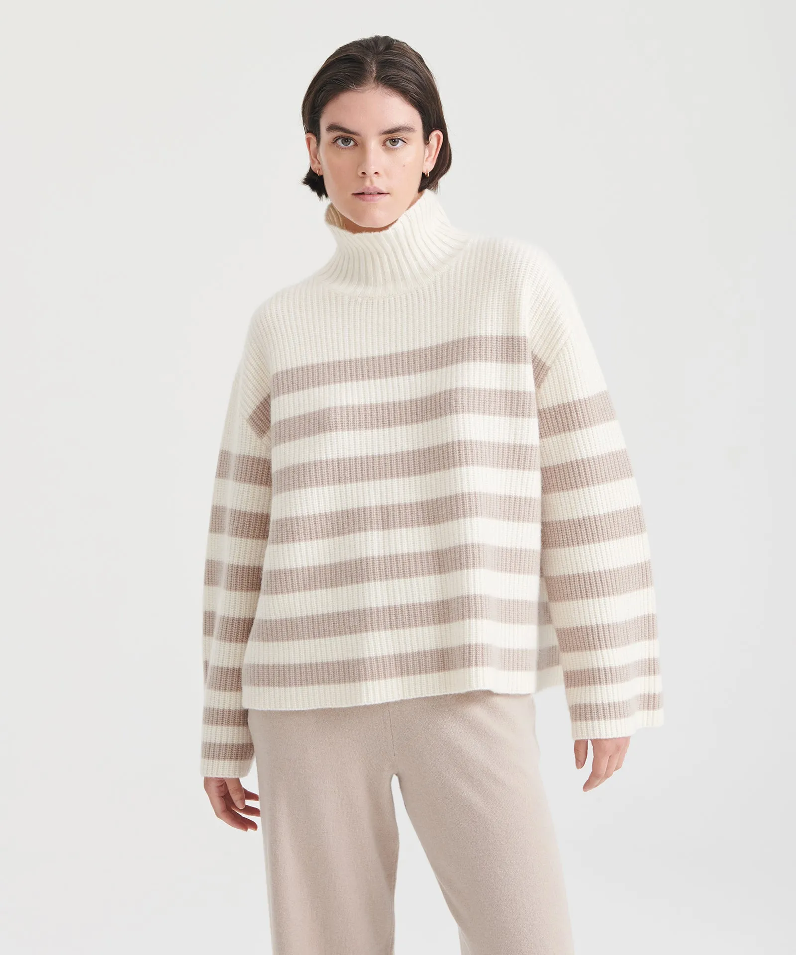 Super Luxe Cashmere Striped Turtleneck sold by NAADAM