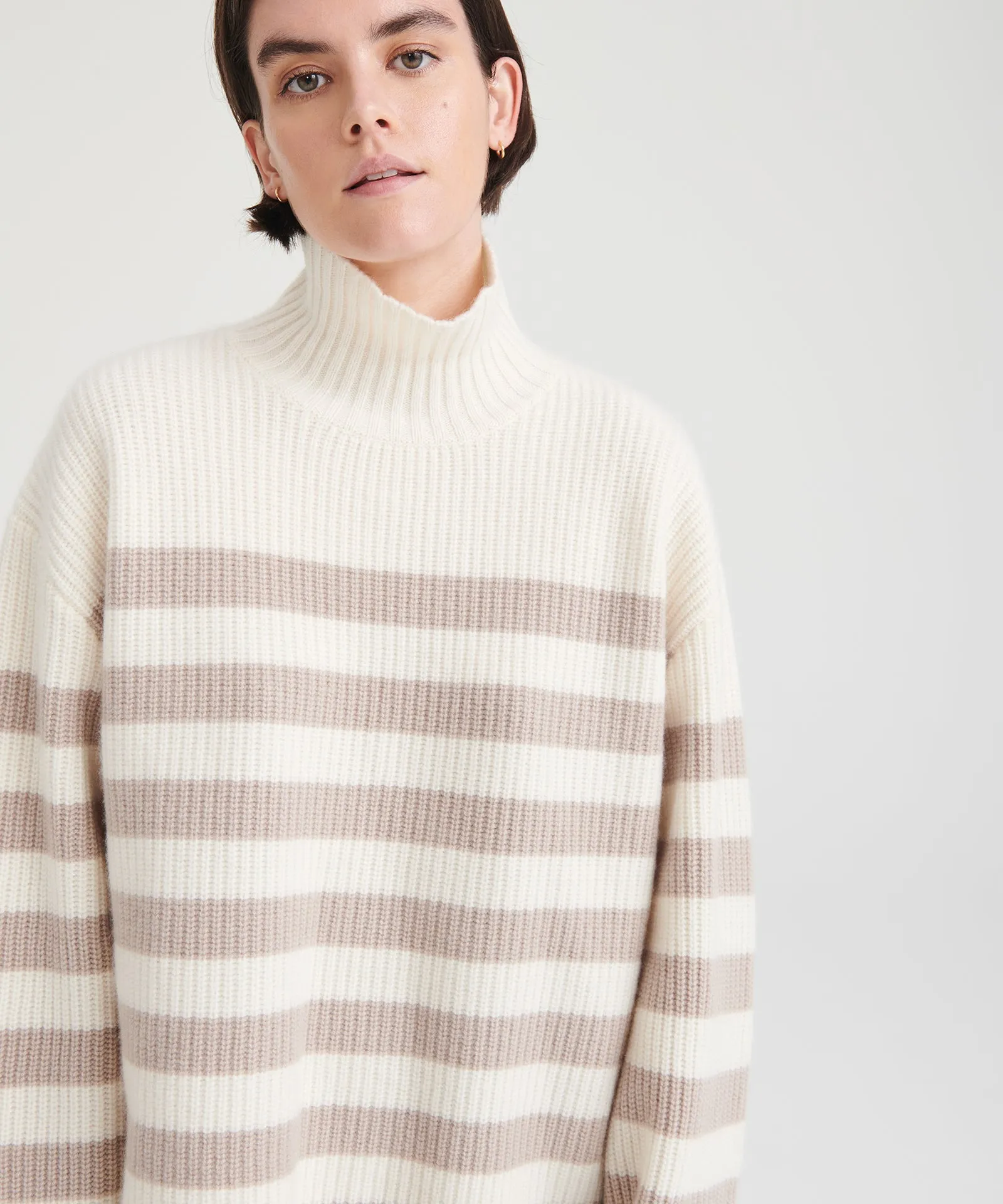 Super Luxe Cashmere Striped Turtleneck sold by NAADAM product image thumbnail 2