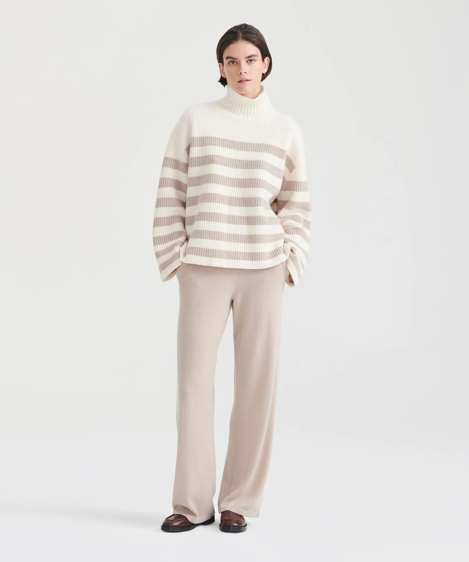 Super Luxe Cashmere Striped Turtleneck sold by NAADAM product image thumbnail 3