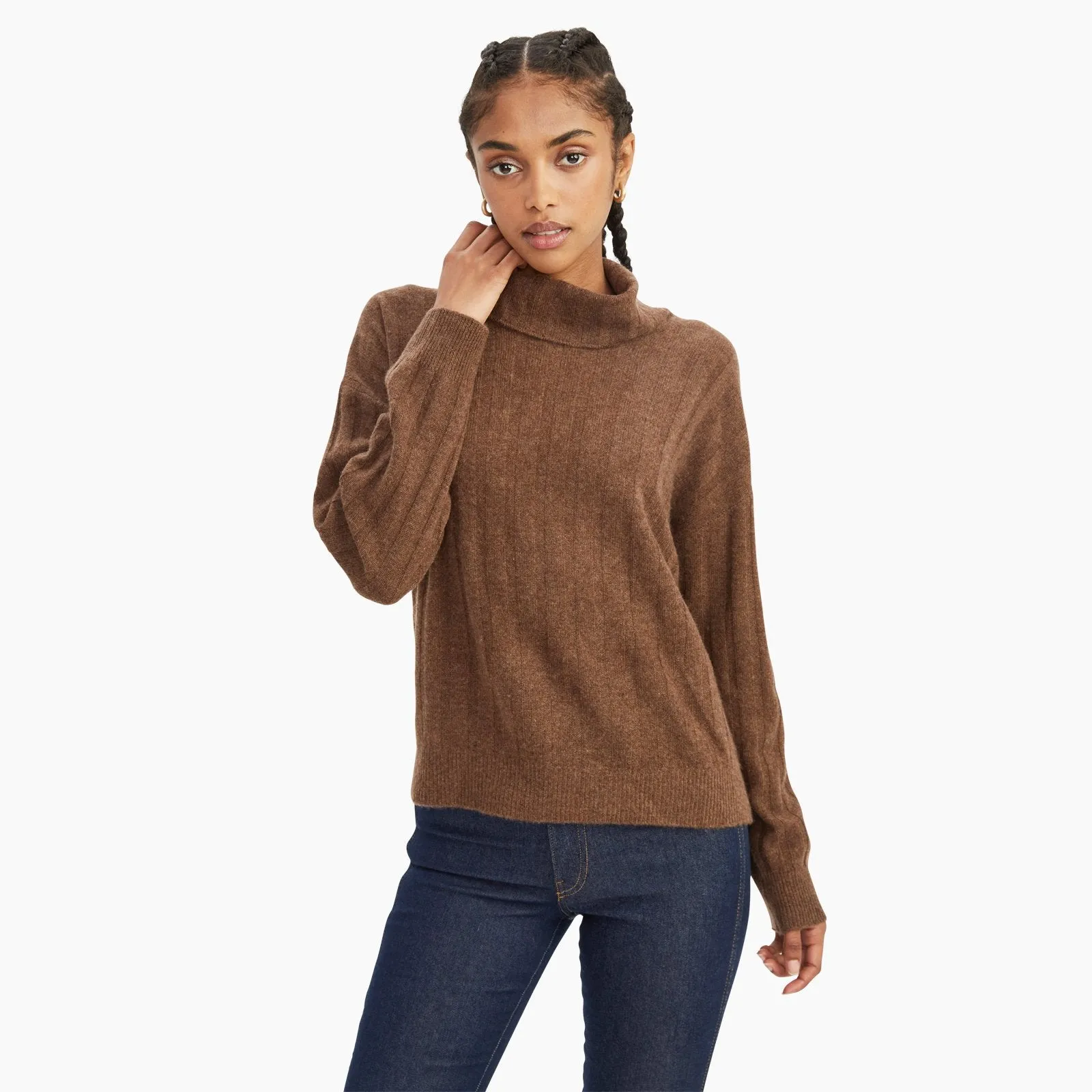 Cashmere Relaxed Ribbed Turtleneck sold by NAADAM product image thumbnail 4