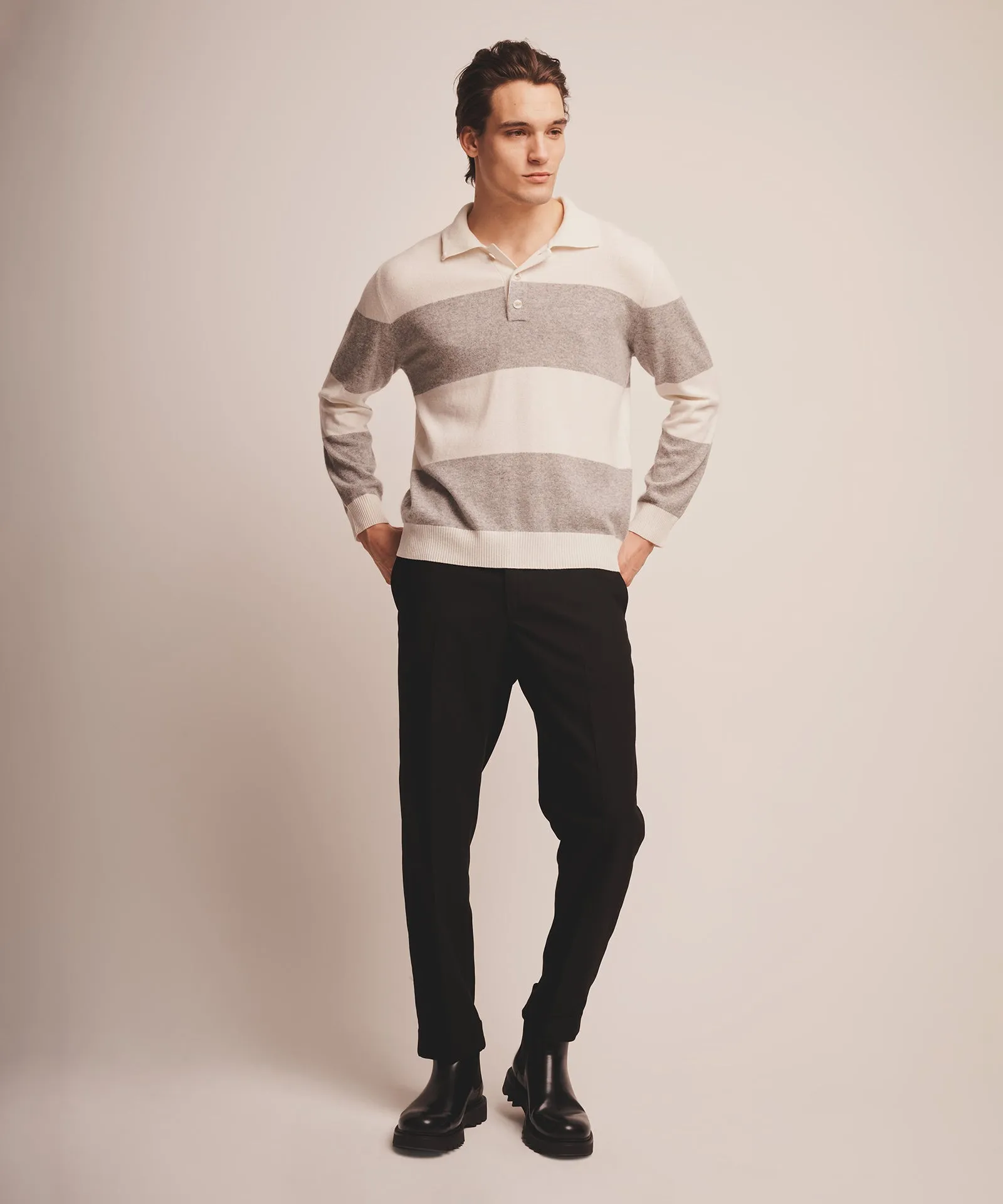 Signature Cashmere Striped Rugby Polo sold by Naadam product image thumbnail 2