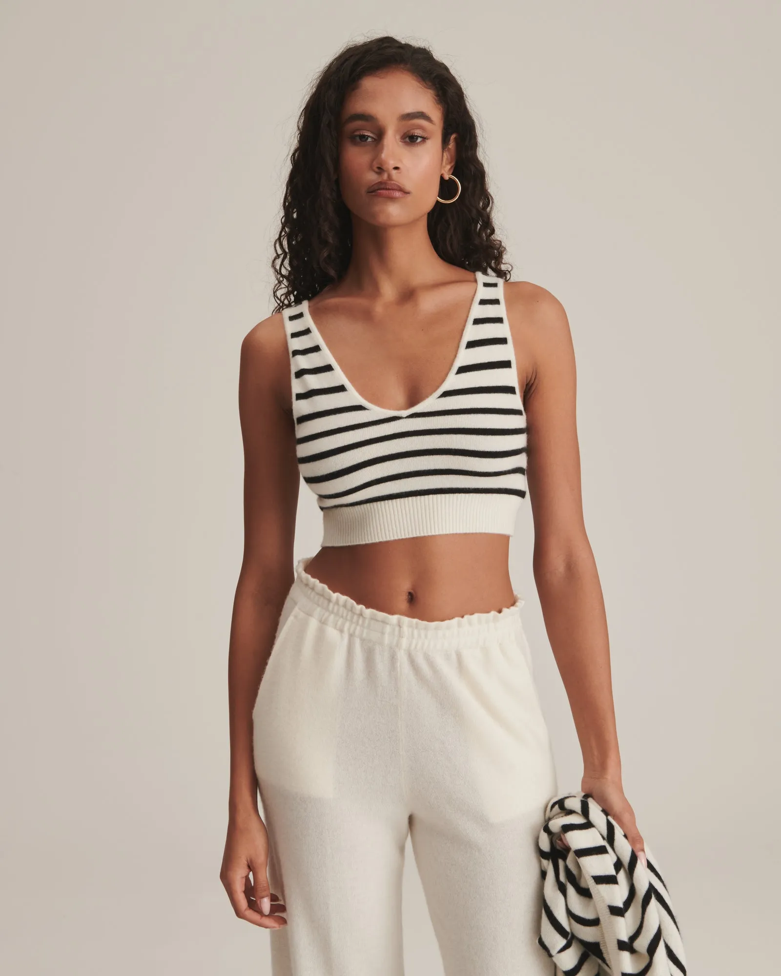 Cashmere Striped Cropped Tank Top sold by Naadam
