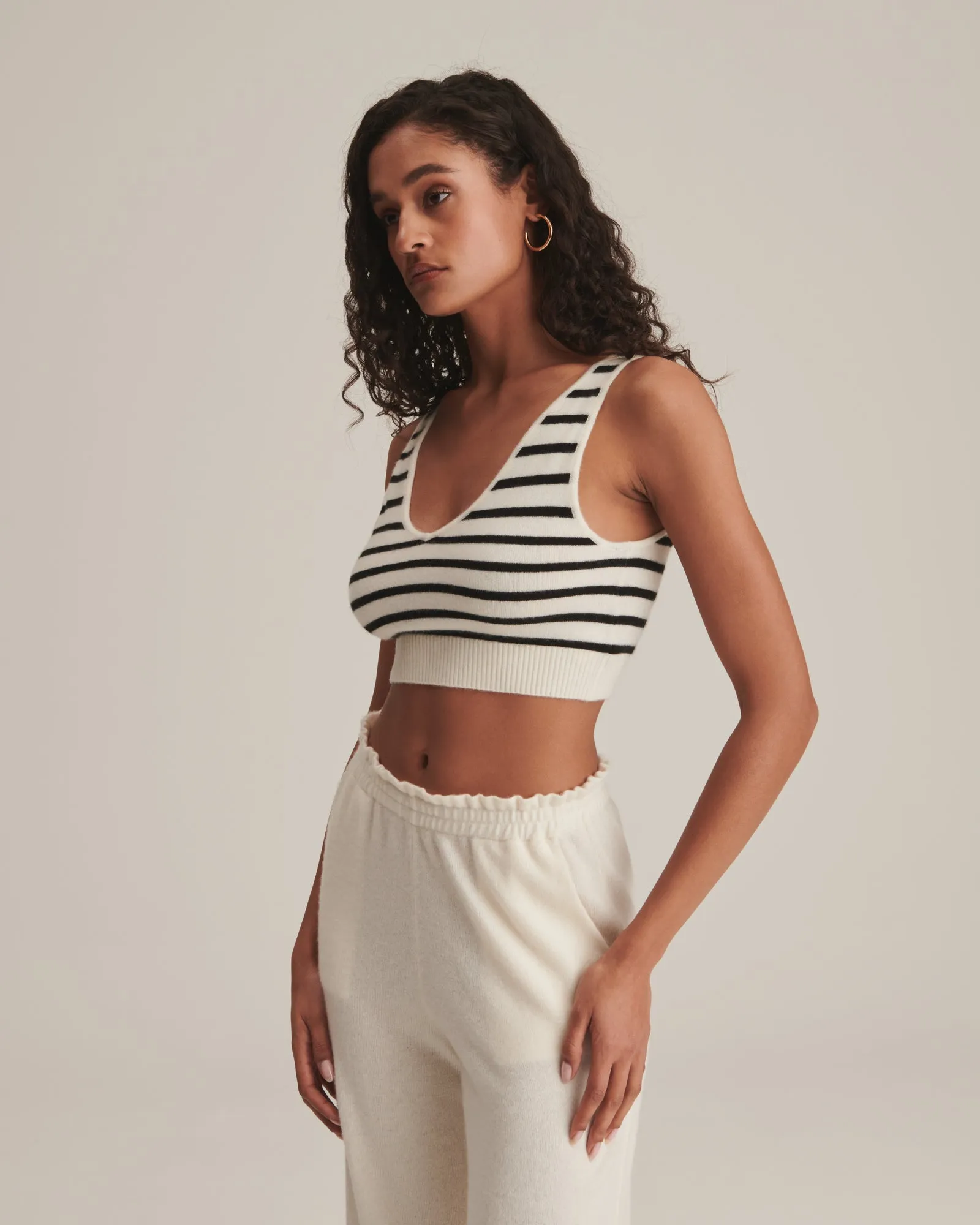 Cashmere Striped Cropped Tank Top sold by Naadam product image thumbnail 3