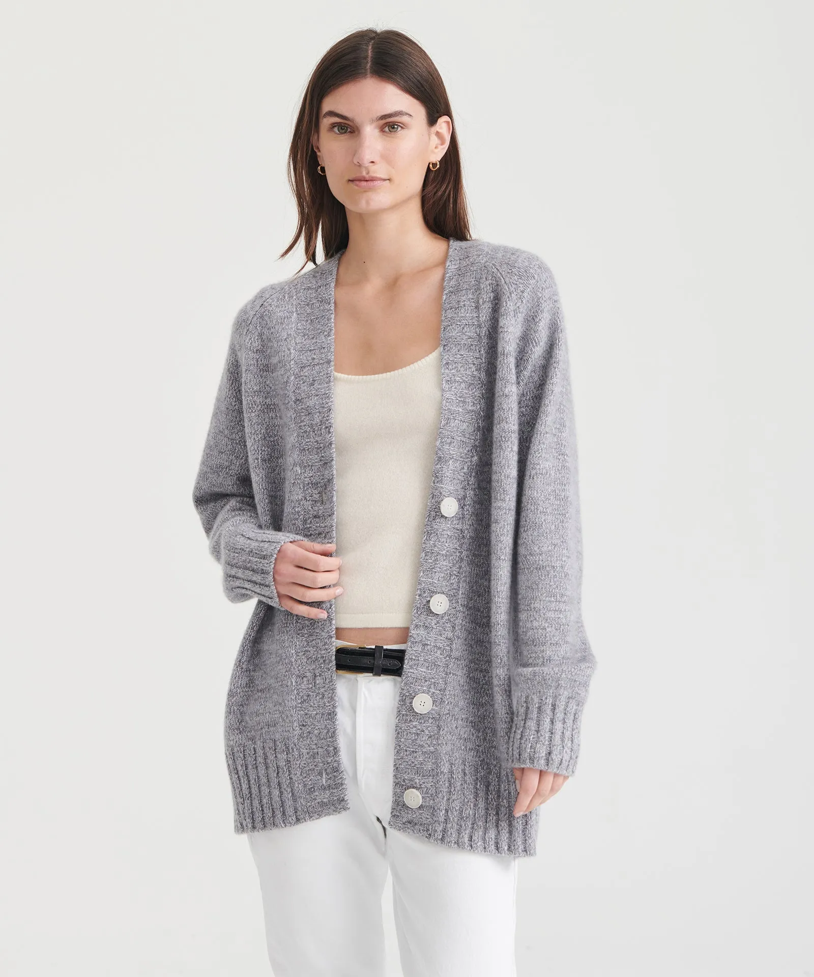 Marled Reclaimed Cashmere Cardigan sold by Naadam product image thumbnail 2