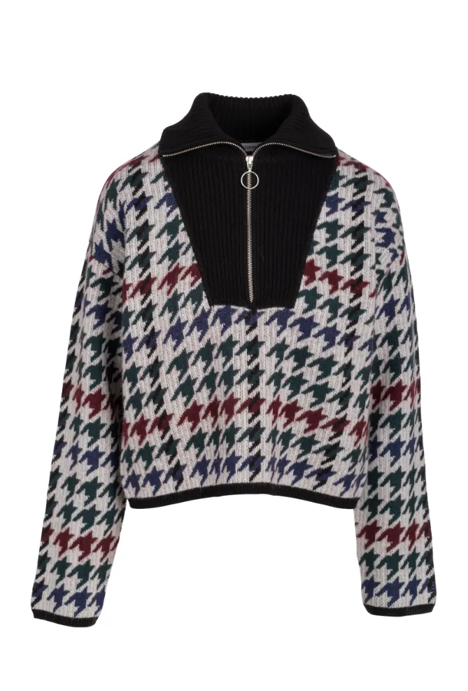 Luxe Houndstooth Jacquard Quarter Zip sold by Naadam product image thumbnail 4