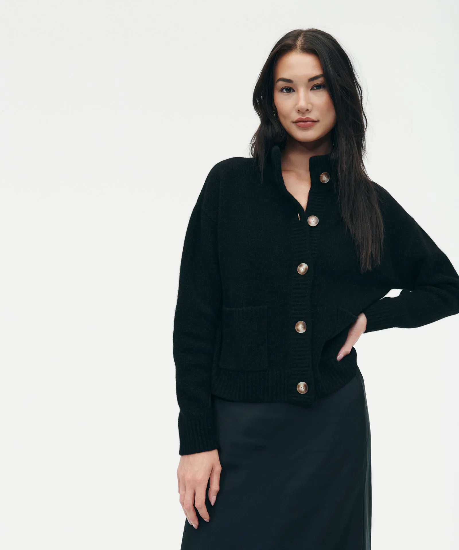 Cashmere High Neck Chunky Cardigan sold by Naadam