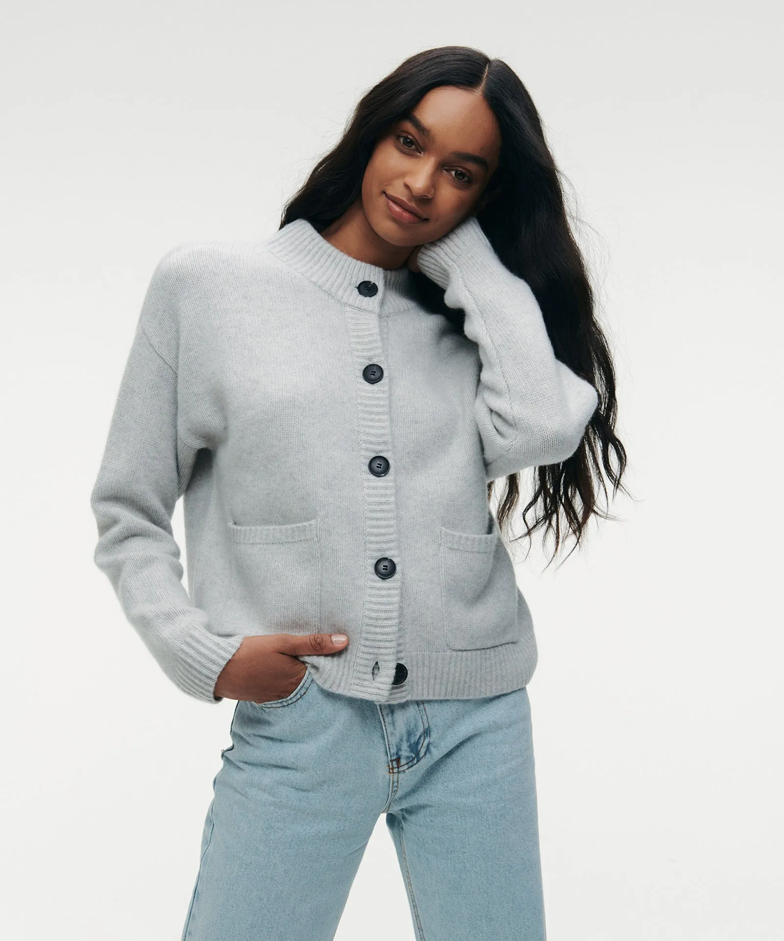 Cashmere High Neck Chunky Cardigan sold by Naadam product image thumbnail 3