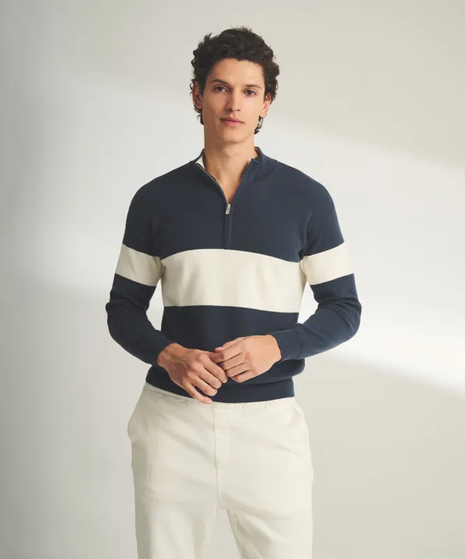 Café Cotton Cashmere Striped  Quarter Zip sold by Naadam