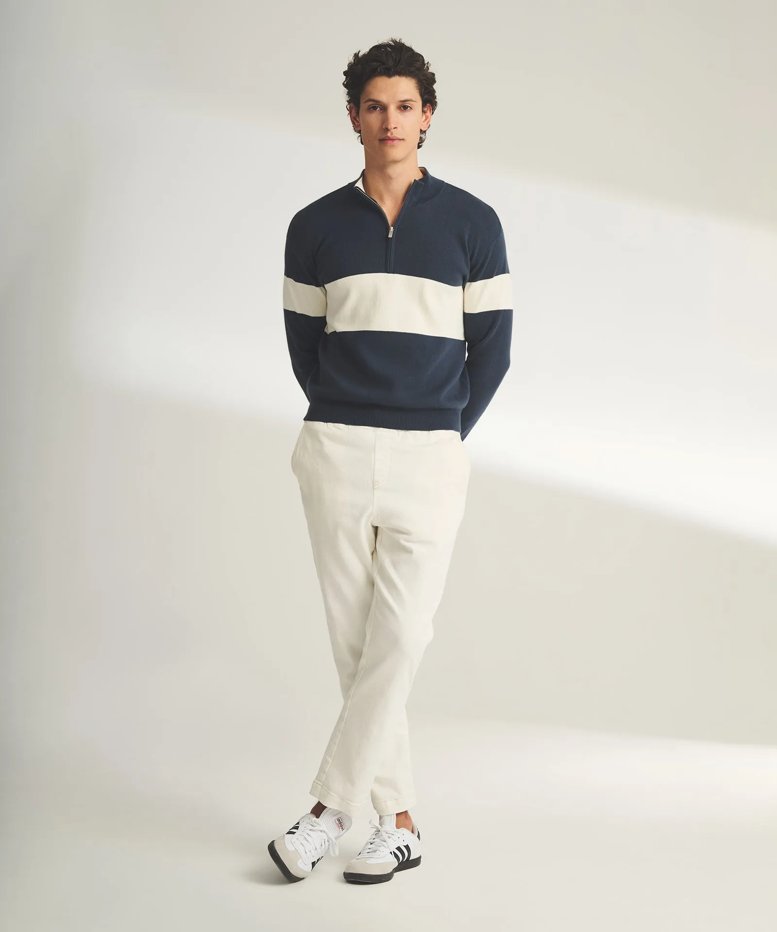 Café Cotton Cashmere Striped Quarter Zip sold by Naadam product image thumbnail 3