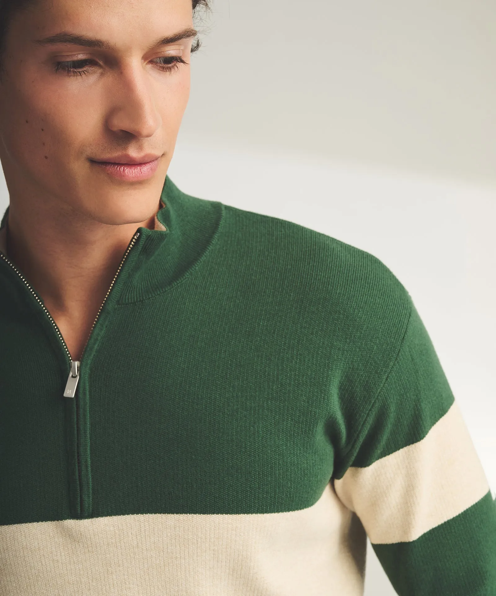 Café Cotton Cashmere Striped Quarter Zip sold by Naadam product image thumbnail 5