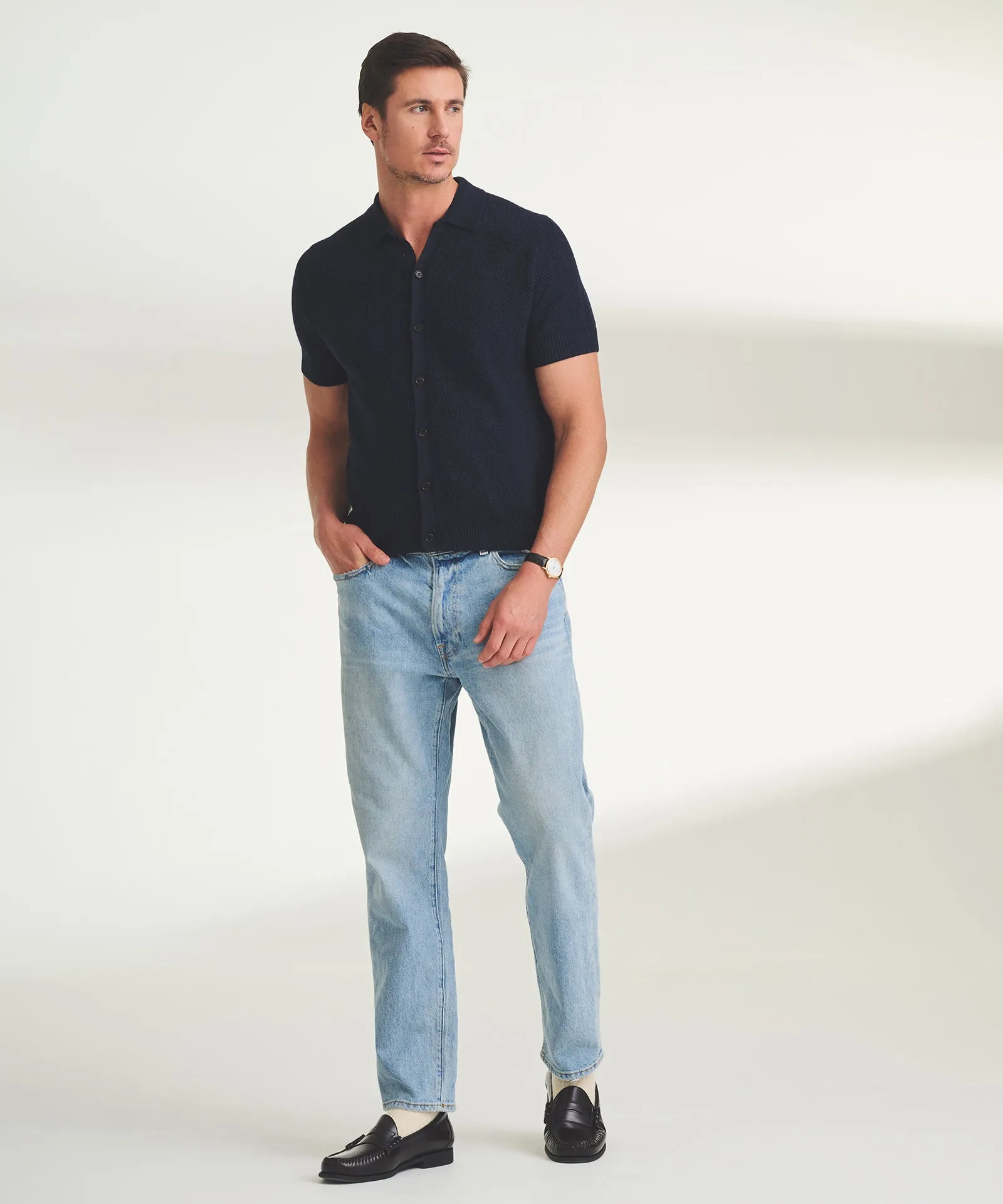 Textured Cotton Short Sleeve Button Up sold by Naadam product image thumbnail 4