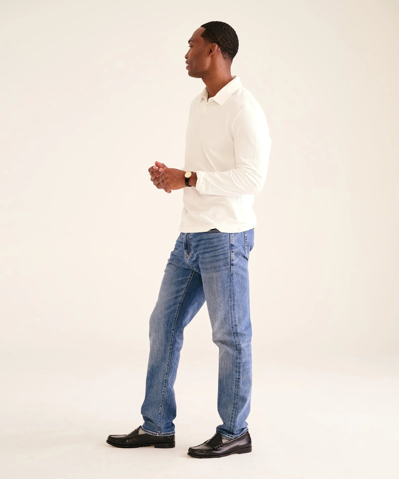 The Long Sleeve Polo Tee sold by NAADAM product image thumbnail 3