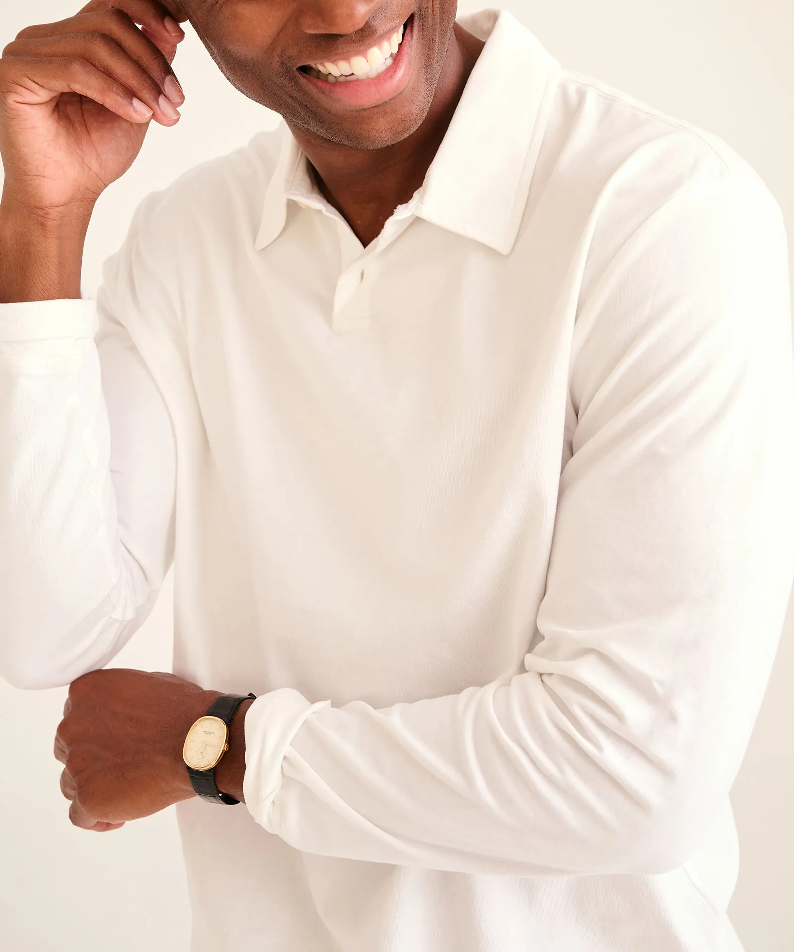 The Long Sleeve Polo Tee sold by NAADAM product image thumbnail 5