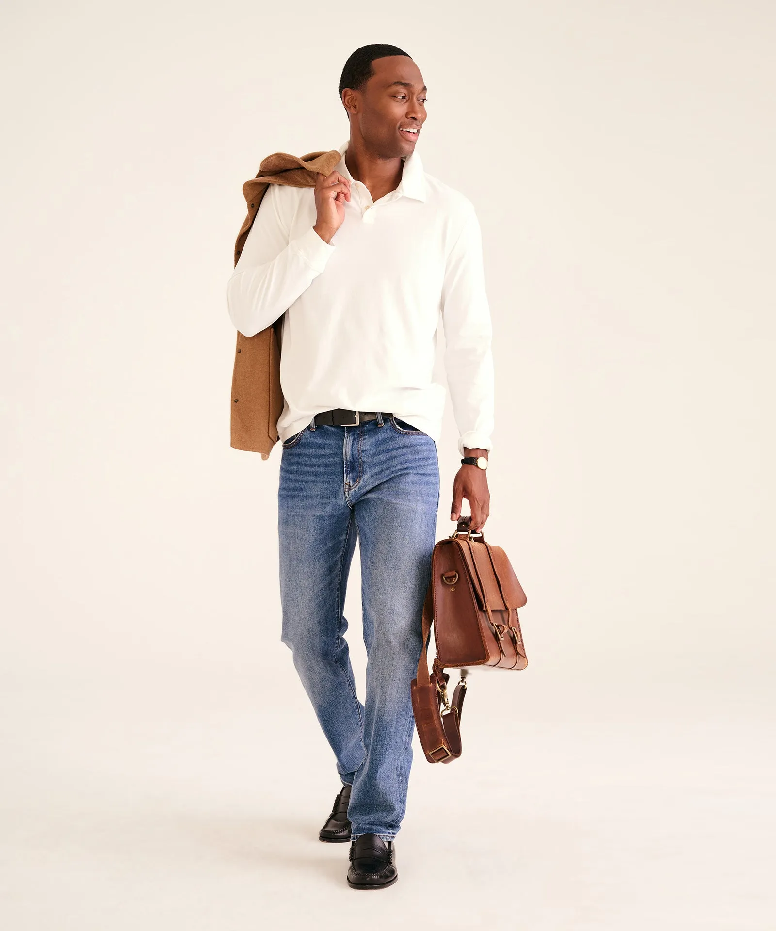 The Long Sleeve Polo Tee sold by NAADAM