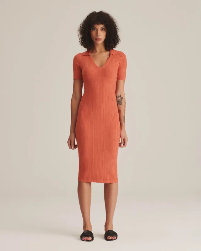 Ribbed Polo Dress With Piping sold by Naadam