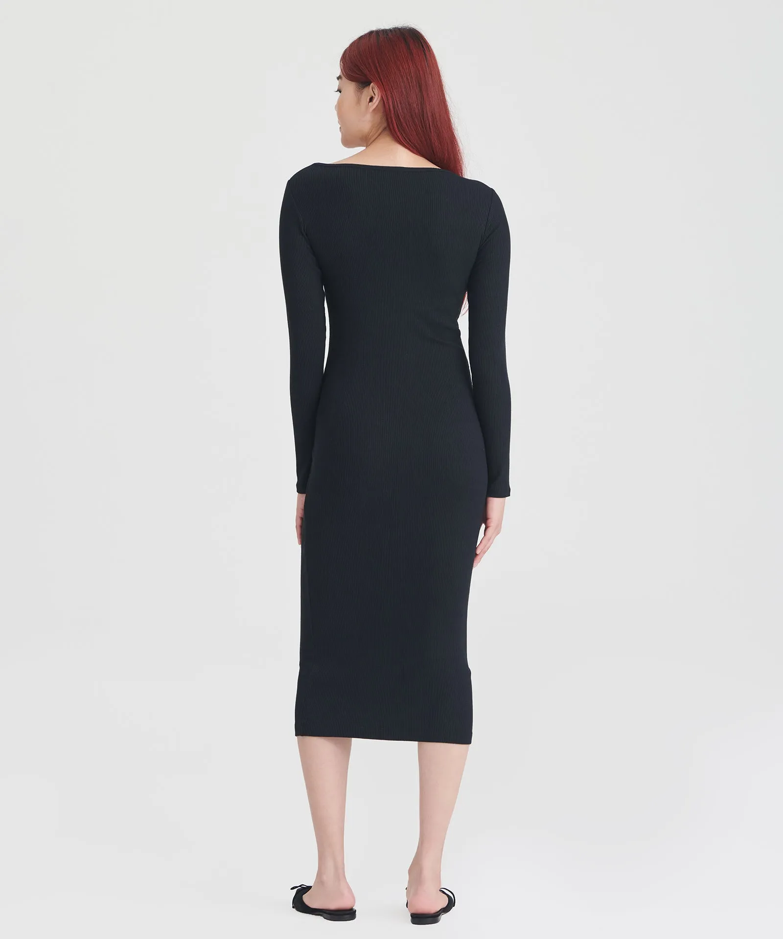 Ribbed Modal Cashmere V-Neck Midi Dress sold by Naadam product image thumbnail 4