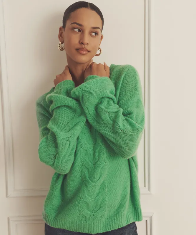 Novelty Cashmere Airy Cable Crew sold by Naadam