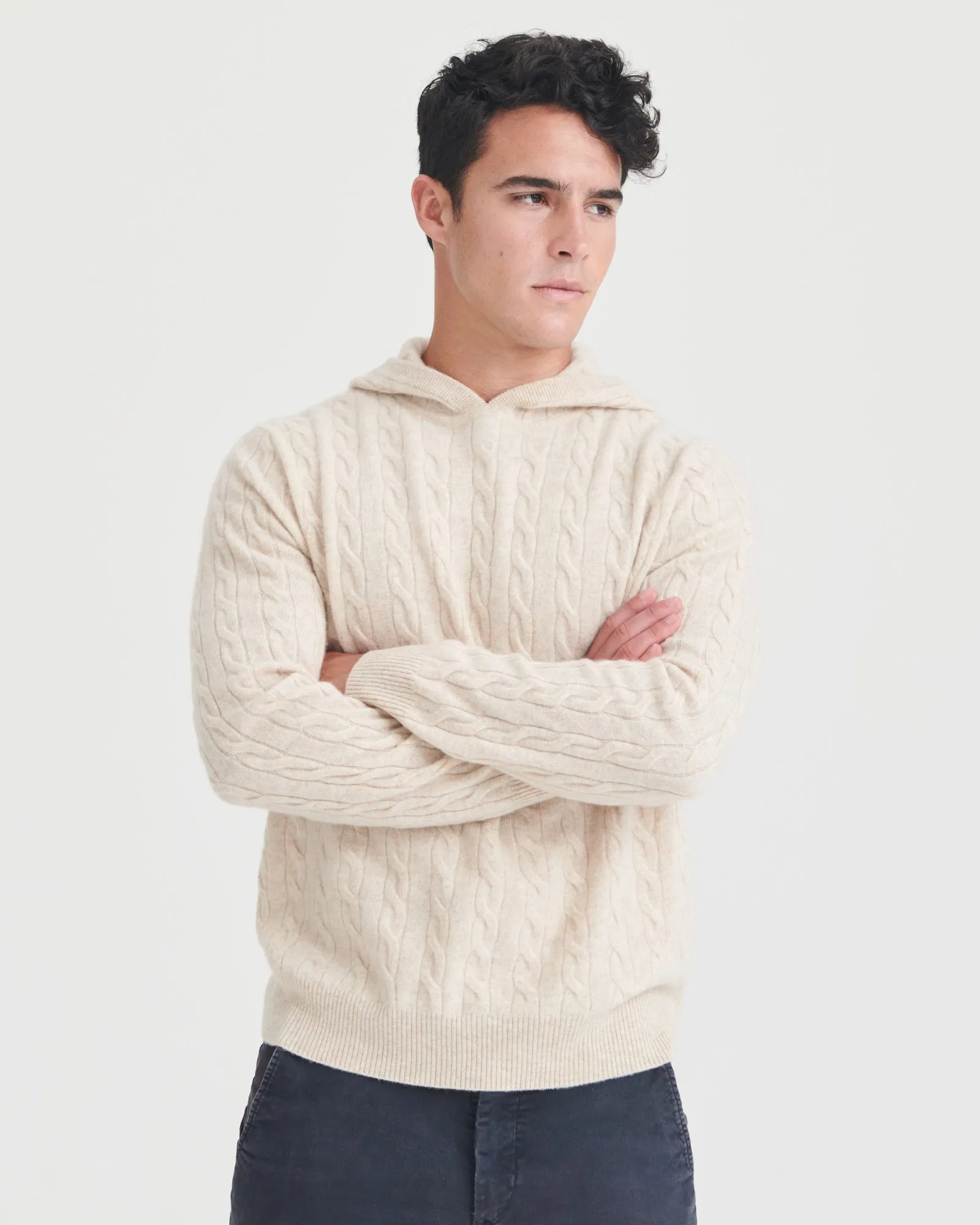 Cashmere Cable Knit Hoodie sold by Naadam product image thumbnail 3