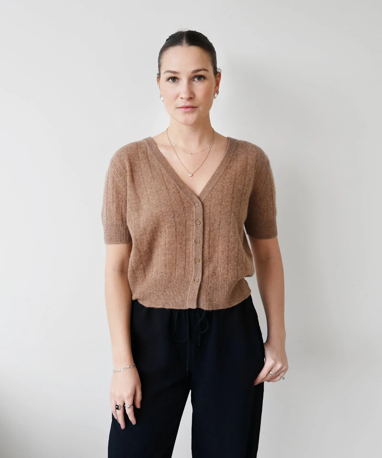 Lightweight Cashmere Short Sleeve Ribbed Cardigan sold by Naadam product image thumbnail 3