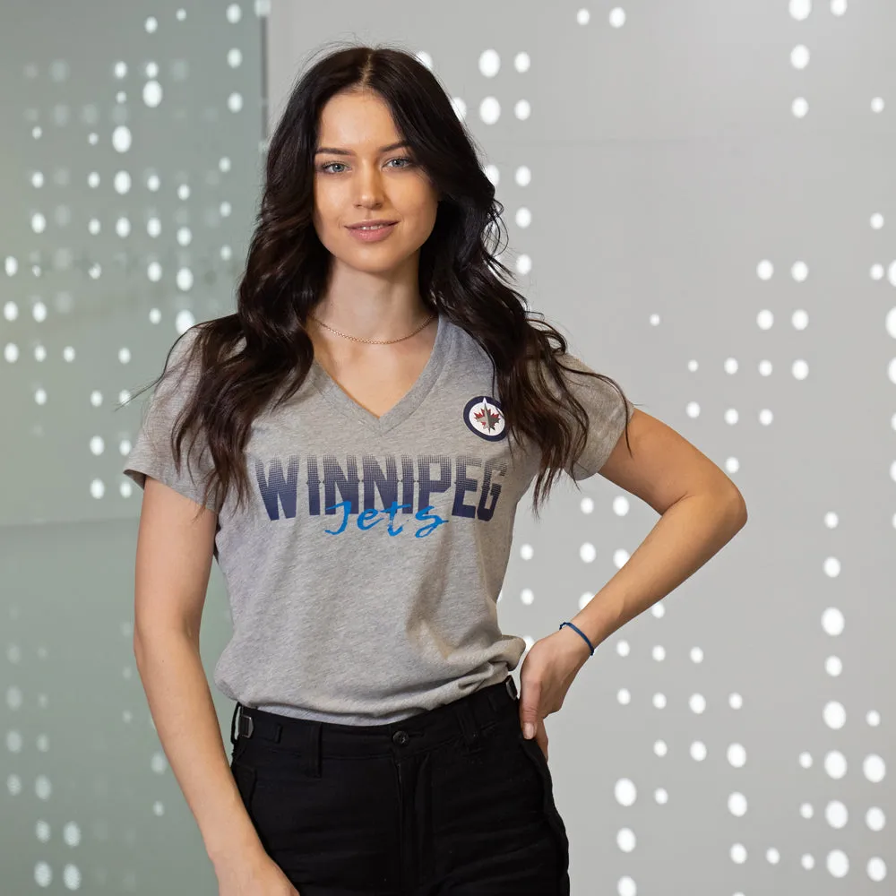 WOMEN'S SNAP V-NECK TEE GREY sold by True North Shop product image thumbnail 3