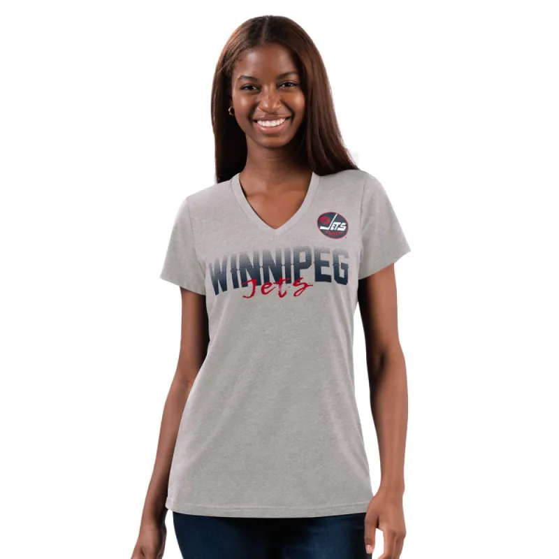 WOMEN'S SNAP ALT V-NECK TEE GREY sold by True North Shop